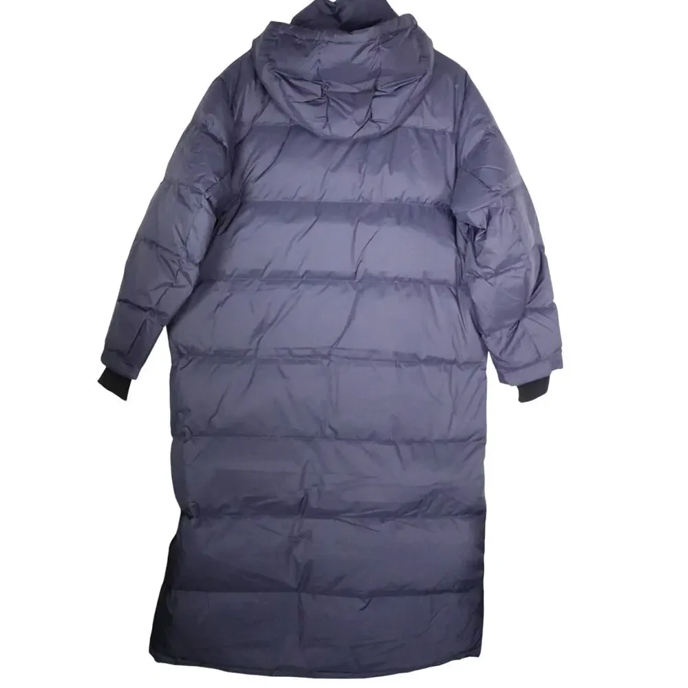 EUC Quince Women's XL Responsible Down Long Puffer Coat Storm Blue $200 Preppy